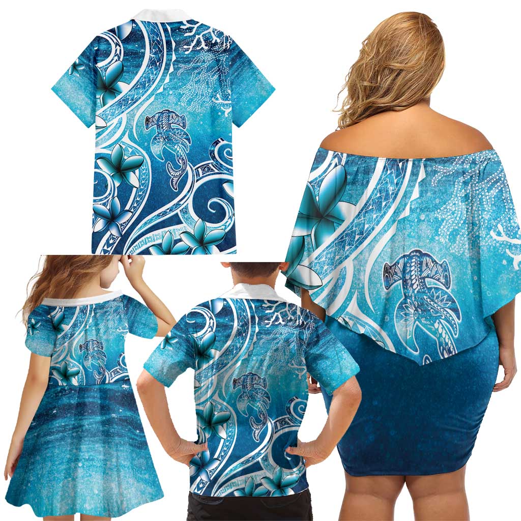Polynesia World Ocean Day Family Matching Off Shoulder Short Dress and Hawaiian Shirt Ocean Style LT05 - Polynesian Pride