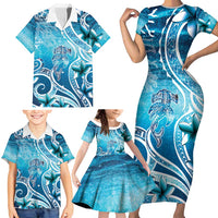Polynesia World Ocean Day Family Matching Short Sleeve Bodycon Dress and Hawaiian Shirt Ocean Style LT05 - Polynesian Pride