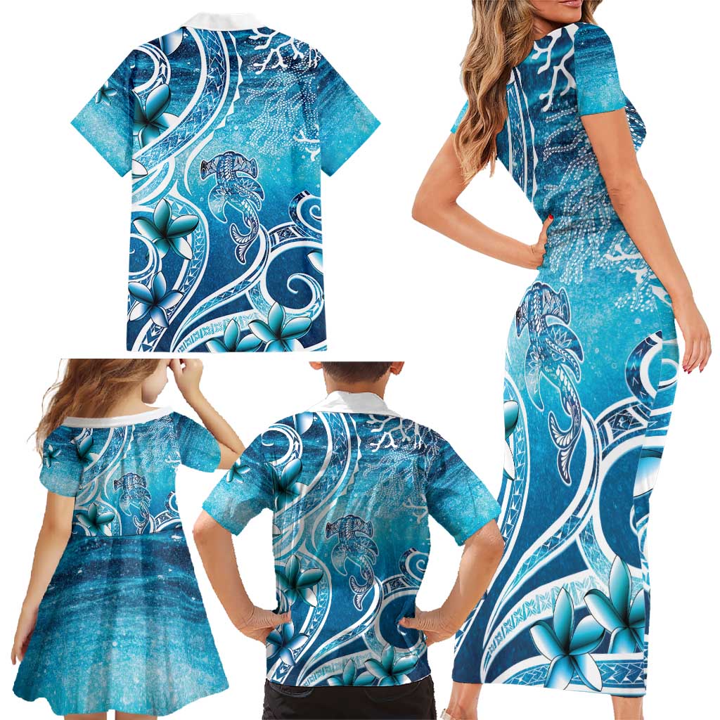 Polynesia World Ocean Day Family Matching Short Sleeve Bodycon Dress and Hawaiian Shirt Ocean Style LT05 - Polynesian Pride