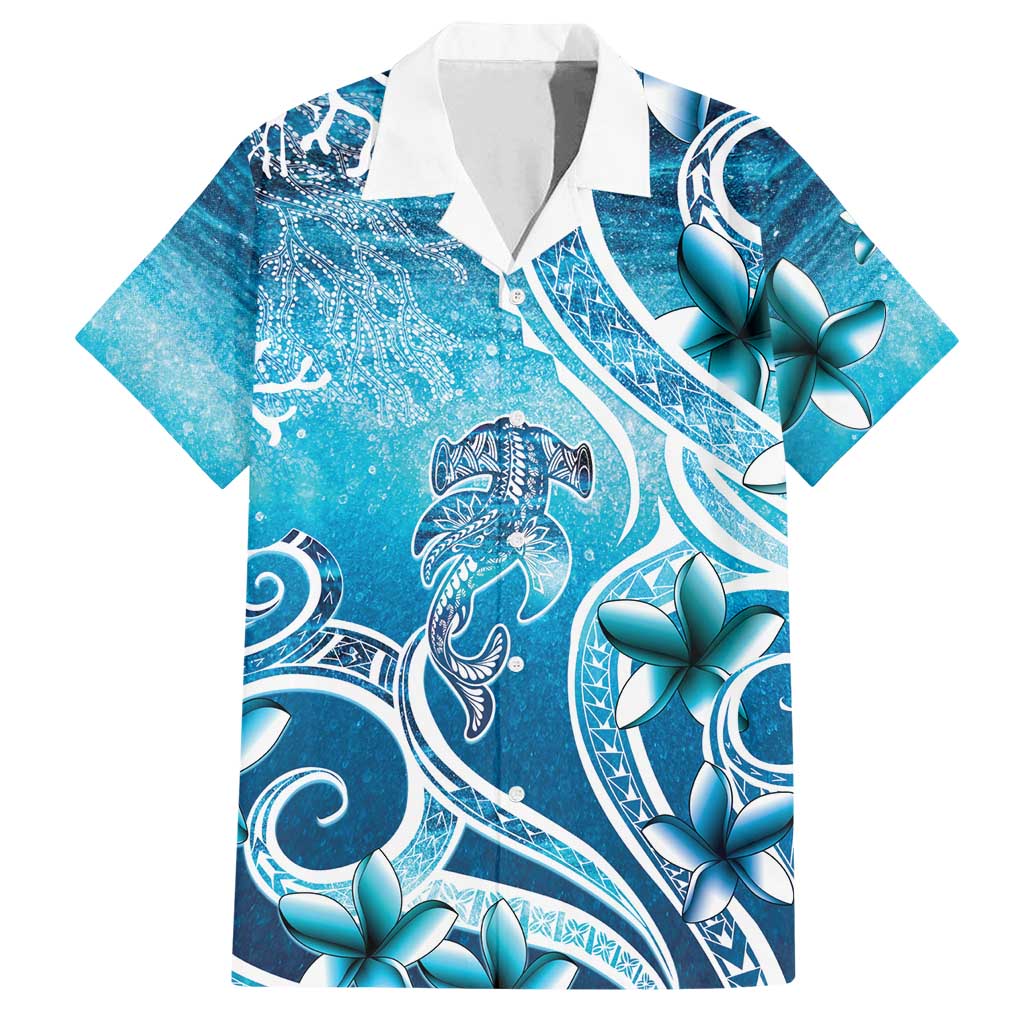 Polynesia World Ocean Day Family Matching Summer Maxi Dress and Hawaiian Shirt Ocean Style LT05 Dad's Shirt - Short Sleeve Blue - Polynesian Pride