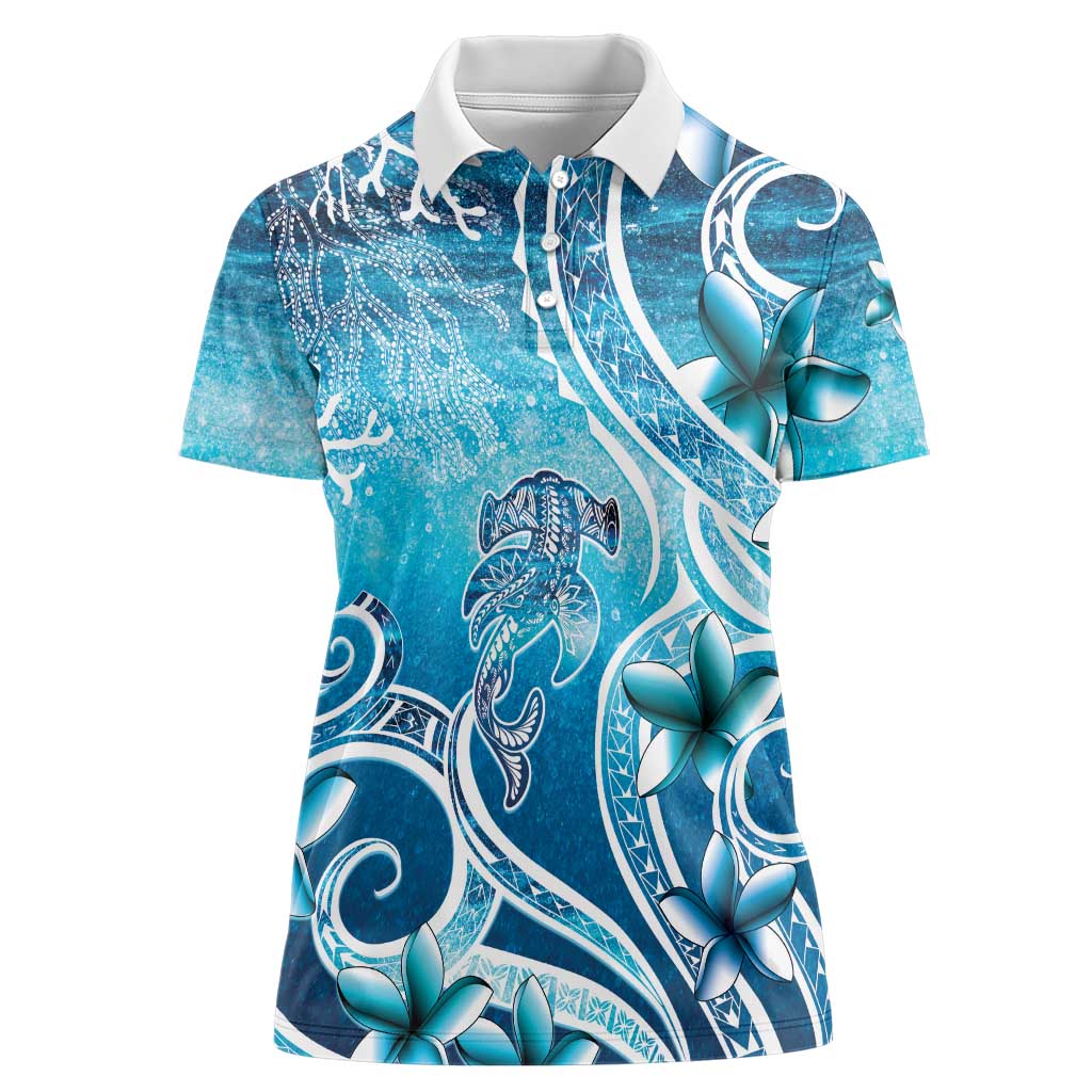 Polynesia World Ocean Day Women Polo Shirt Ocean Style LT05 Female Blue - Polynesian Pride