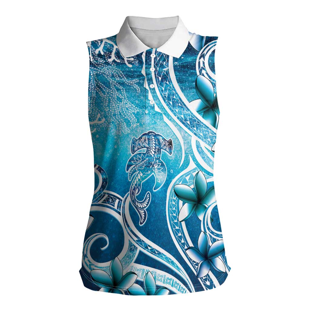 Polynesia World Ocean Day Women Sleeveless Polo Shirt Ocean Style LT05 Female Blue - Polynesian Pride