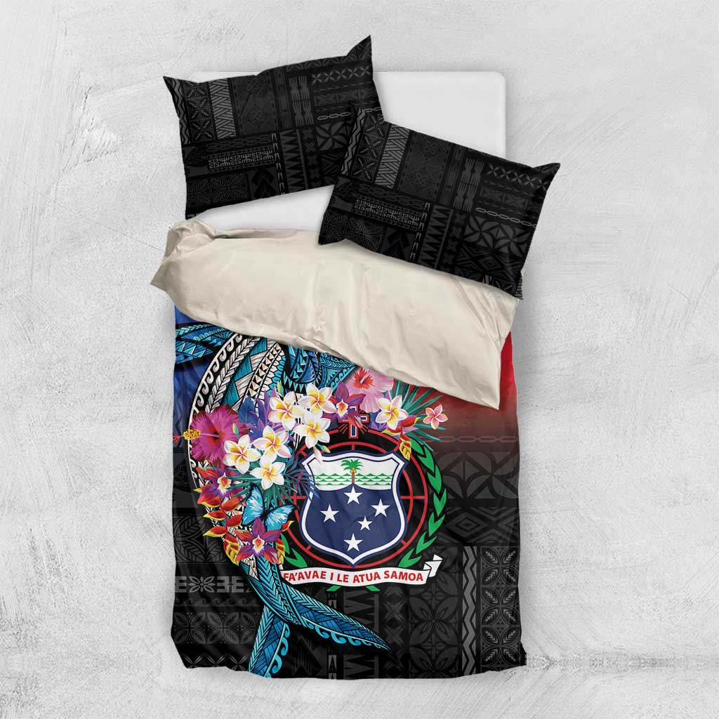 Samoa Bedding Set Humpback Whale Siapo Pattern