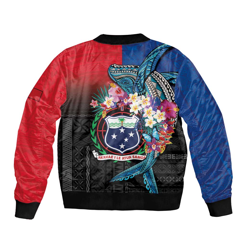 Samoa Bomber Jacket Humpback Whale Siapo Pattern