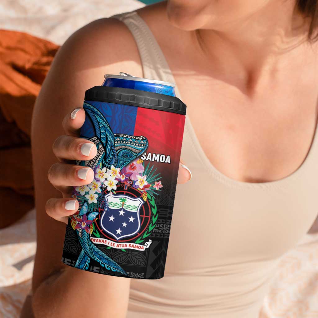 Samoa 4 in 1 Can Cooler Tumbler Humpback Whale Siapo Pattern