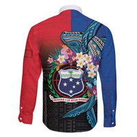 Samoa Family Matching Off The Shoulder Long Sleeve Dress and Hawaiian Shirt Humpback Whale Siapo Pattern