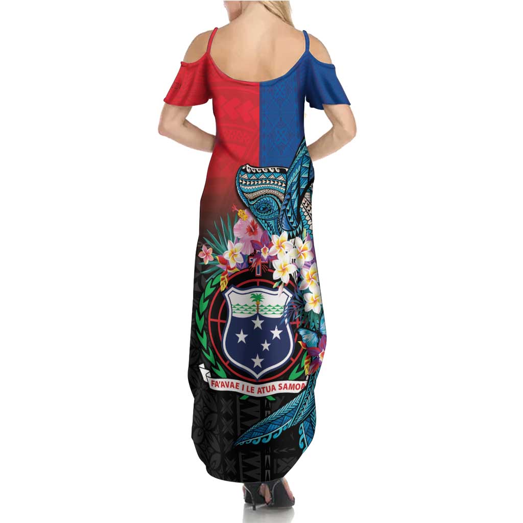 Samoa Family Matching Summer Maxi Dress and Hawaiian Shirt Humpback Whale Siapo Pattern