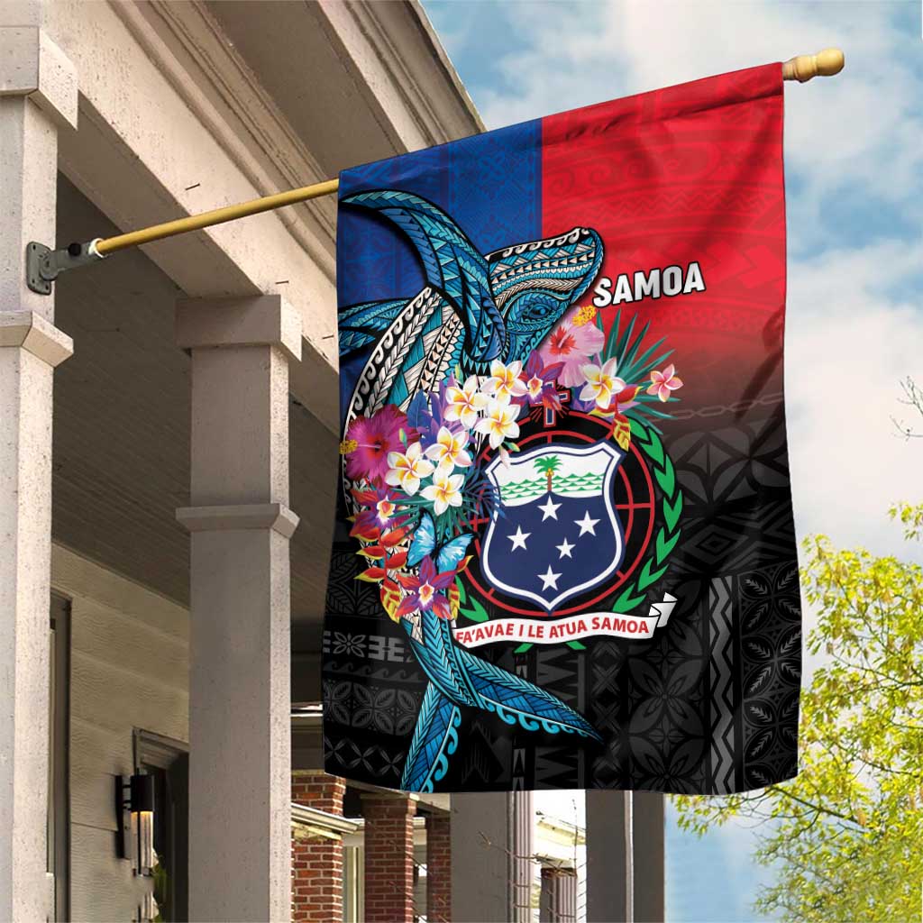 Samoa Garden Flag Humpback Whale Siapo Pattern