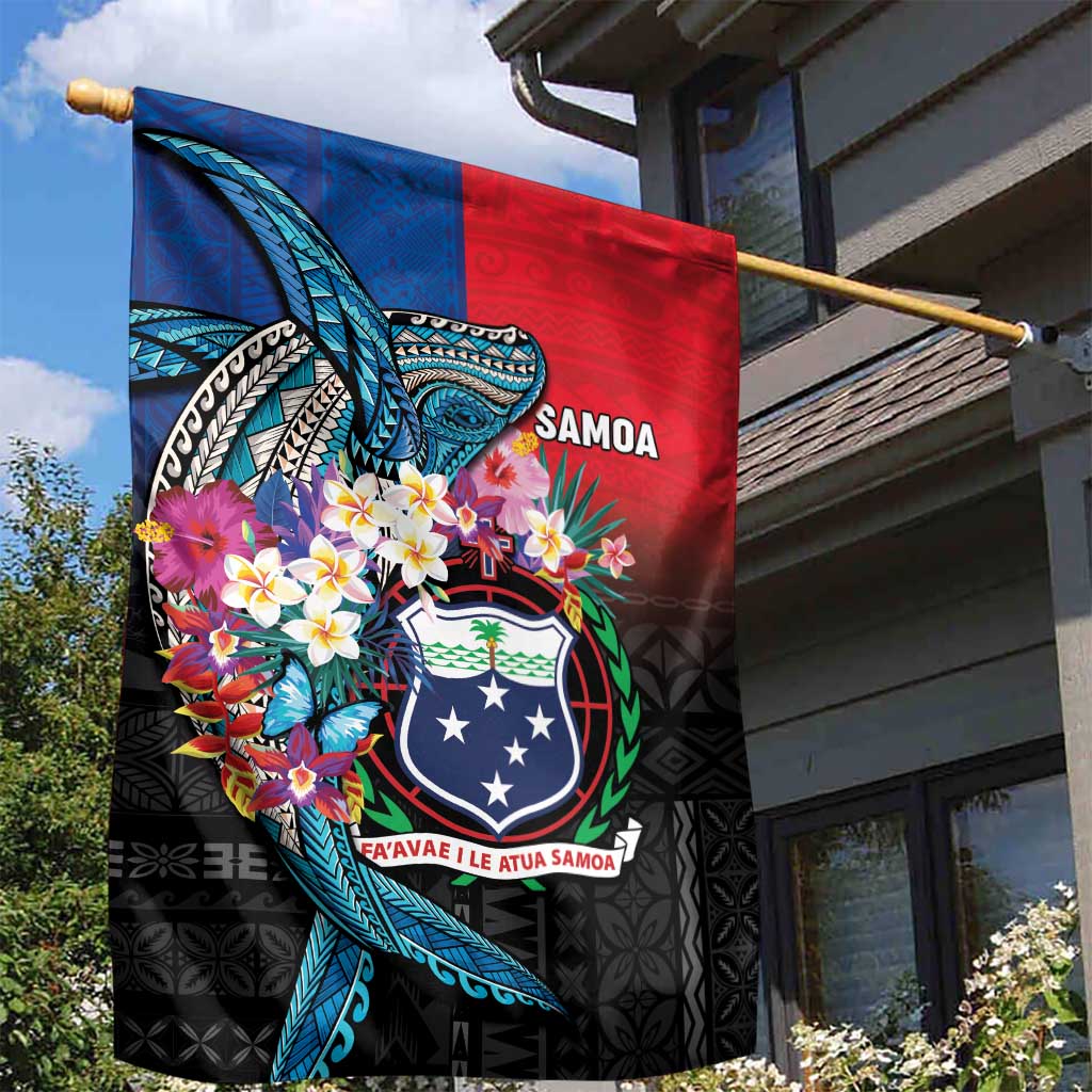 Samoa Garden Flag Humpback Whale Siapo Pattern