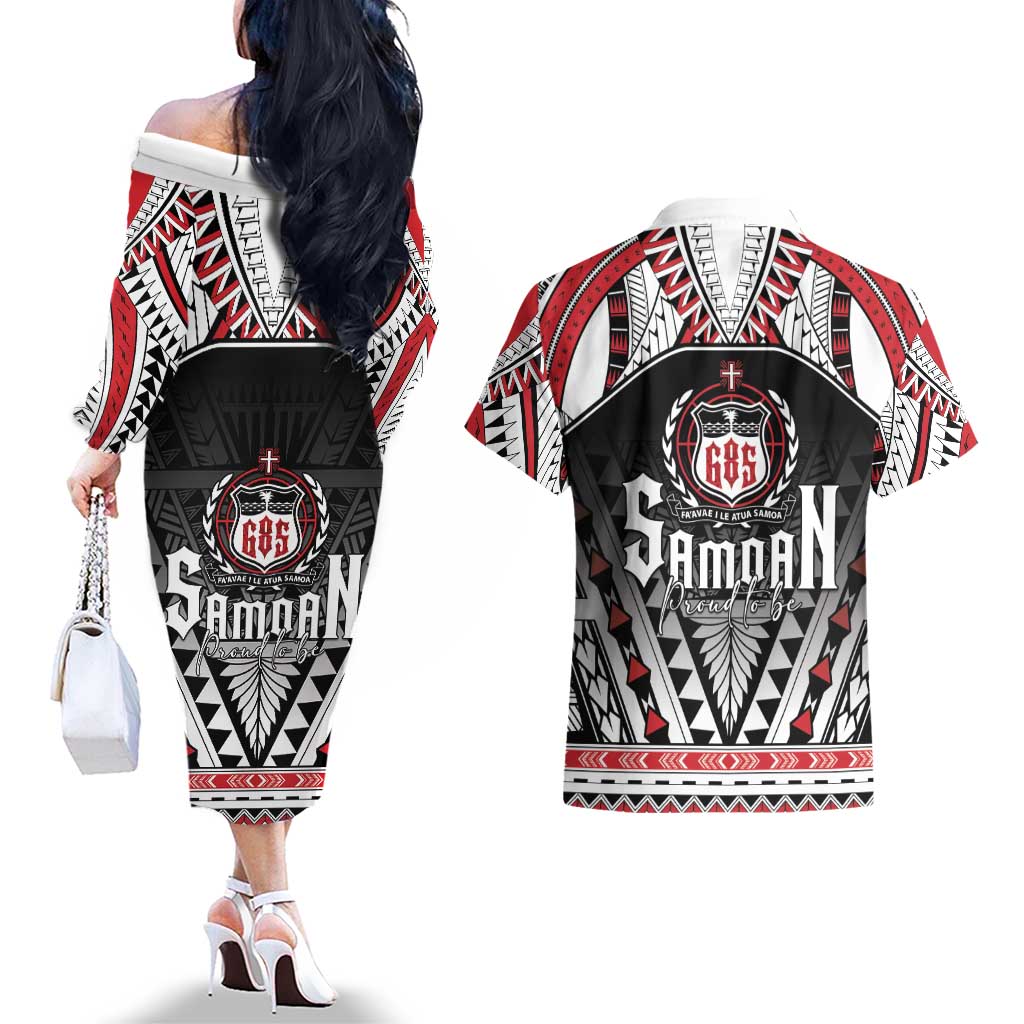 Samoa Independence Day Couples Matching Off The Shoulder Long Sleeve Dress and Hawaiian Shirt Proud To Be Samoan LT05 - Polynesian Pride