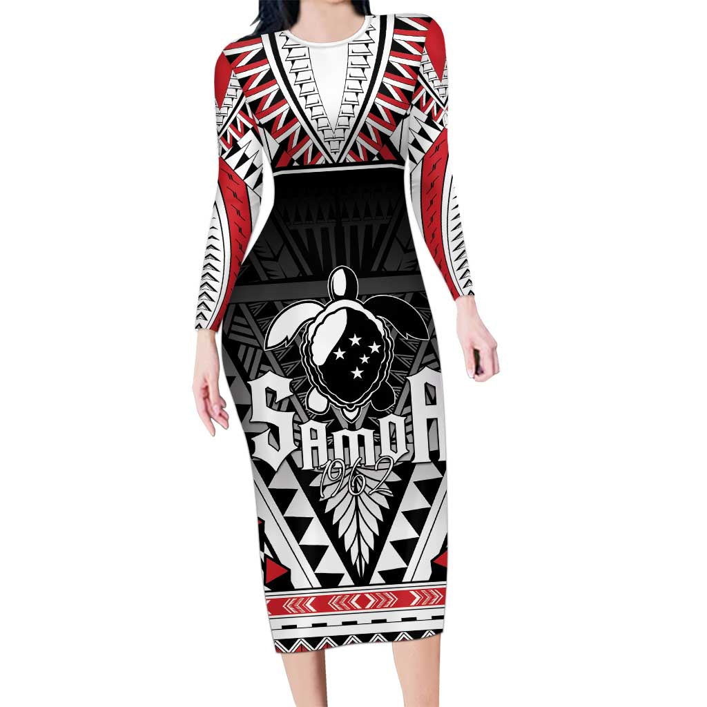 Samoa Independence Day Family Matching Long Sleeve Bodycon Dress and Hawaiian Shirt Proud To Be Samoan LT05 Mom's Dress Black - Polynesian Pride
