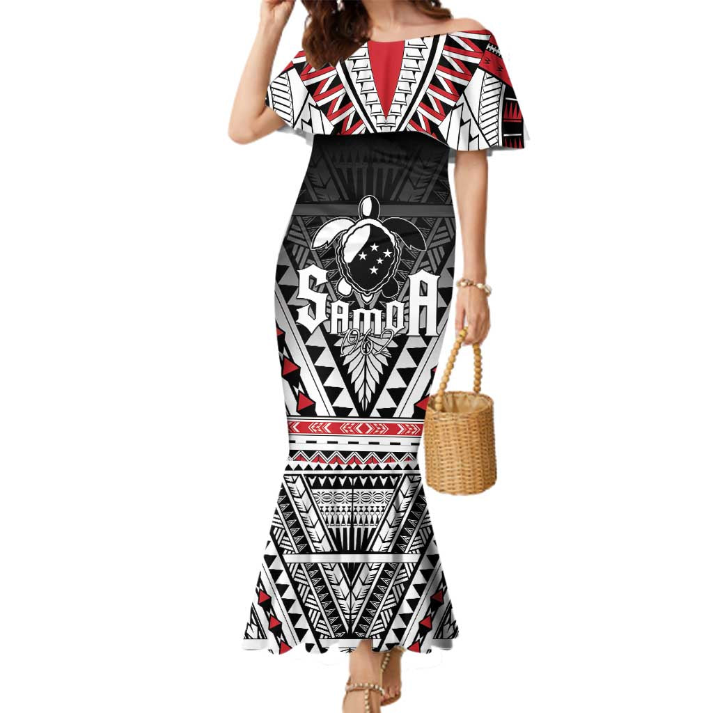 Samoa Independence Day Family Matching Mermaid Dress and Hawaiian Shirt Proud To Be Samoan LT05 Mom's Dress Black - Polynesian Pride