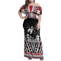 Samoa Independence Day Family Matching Off Shoulder Maxi Dress and Hawaiian Shirt Proud To Be Samoan LT05 Mom's Dress Black - Polynesian Pride