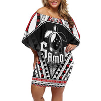 Samoa Independence Day Family Matching Off Shoulder Short Dress and Hawaiian Shirt Proud To Be Samoan LT05 Mom's Dress Black - Polynesian Pride