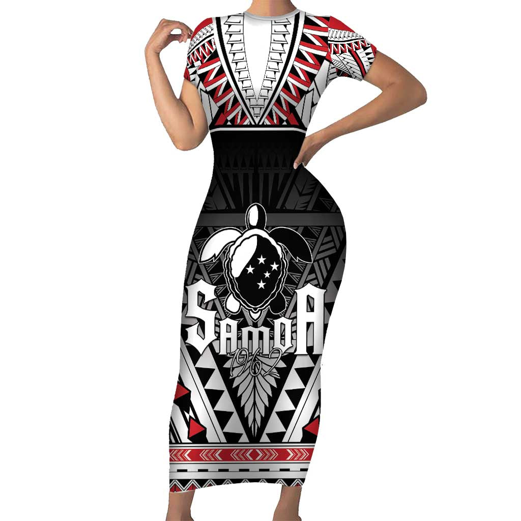 Samoa Independence Day Family Matching Short Sleeve Bodycon Dress and Hawaiian Shirt Proud To Be Samoan LT05 Mom's Dress Black - Polynesian Pride