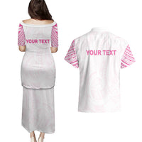 Personalised New Zealand Aotearoa Couples Matching Puletasi and Hawaiian Shirt Nurse Tribal Pink Version LT05 - Polynesian Pride