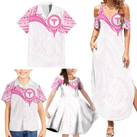 Personalised New Zealand Aotearoa Family Matching Summer Maxi Dress and Hawaiian Shirt Nurse Tribal Pink Version LT05 - Polynesian Pride
