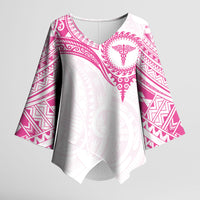 Personalised New Zealand Aotearoa Kimono Sleeve Blouse Nurse Tribal Pink Version