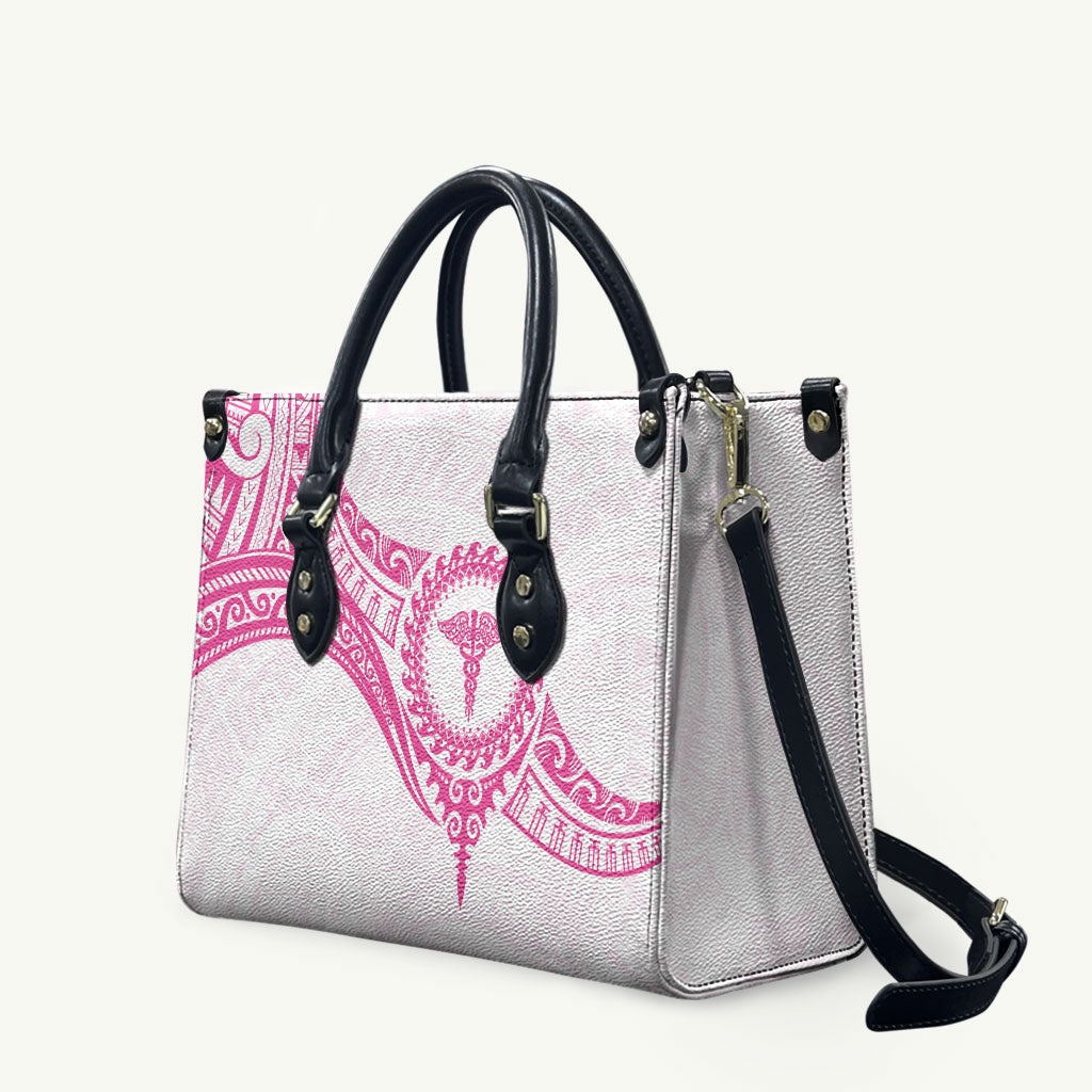 New Zealand Aotearoa Leather Bag Nurse Tribal Pink Version