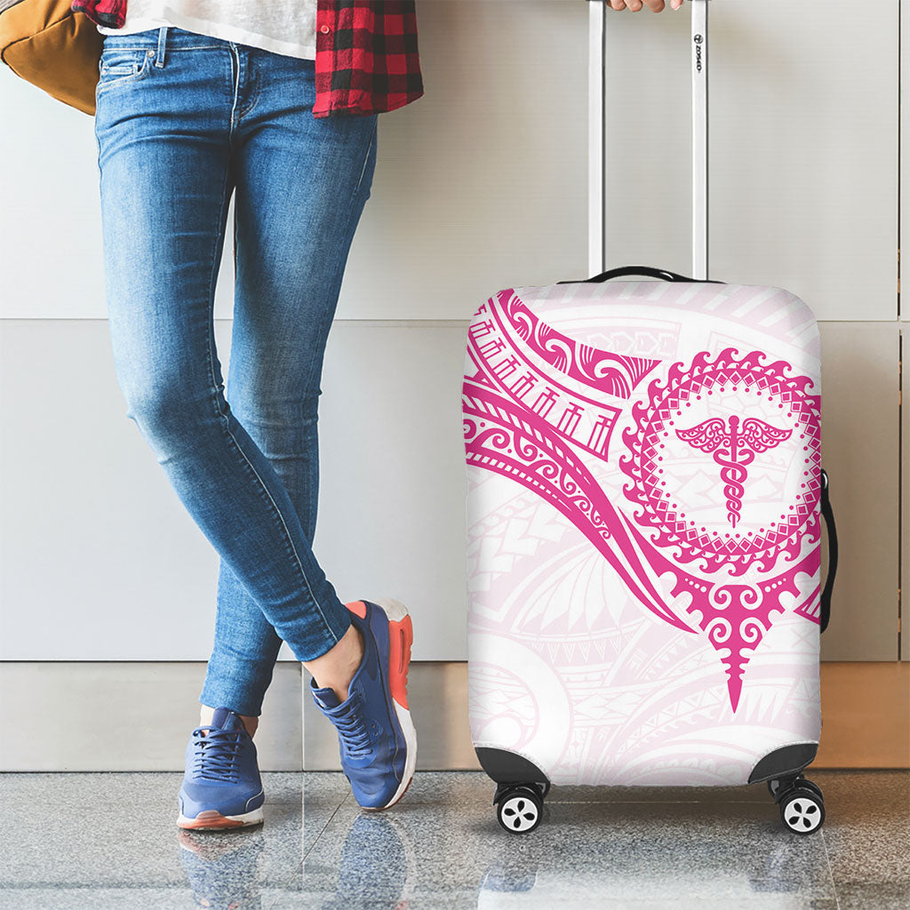 New Zealand Aotearoa Luggage Cover Nurse Tribal Pink Version