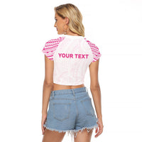 Personalised New Zealand Aotearoa Raglan Cropped T Shirt Nurse Tribal Pink Version
