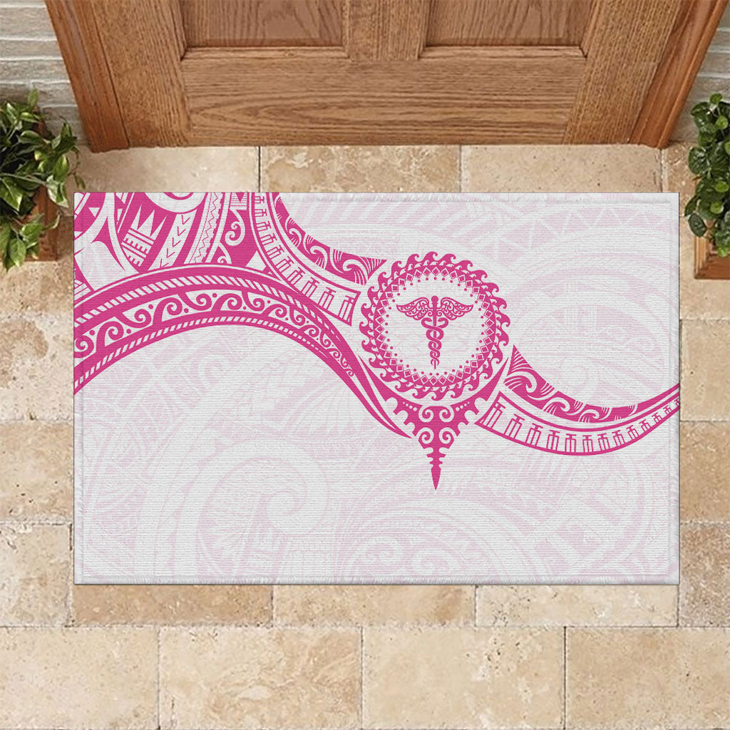 New Zealand Aotearoa Rubber Doormat Nurse Tribal Pink Version LT05 Pink - Polynesian Pride