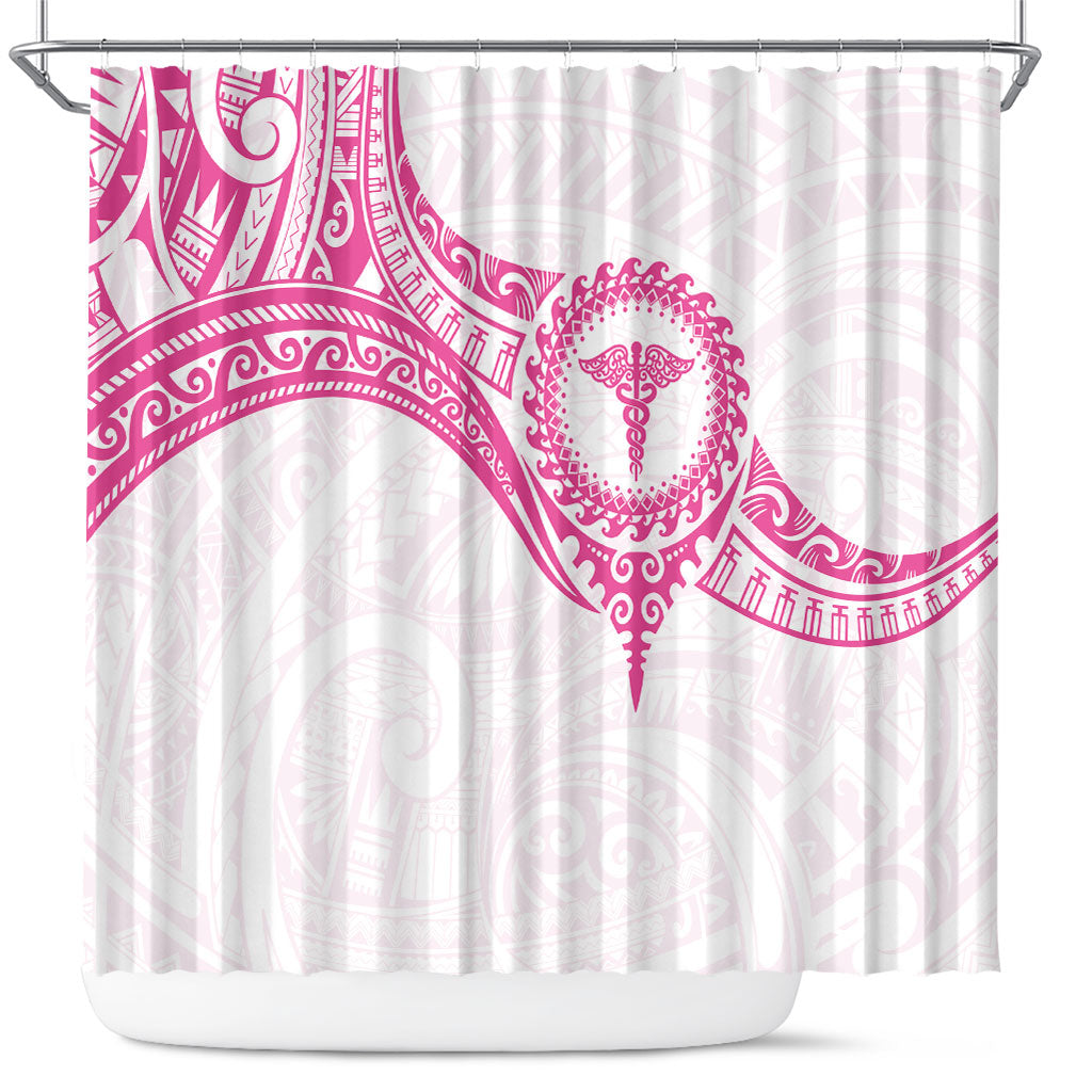 New Zealand Aotearoa Shower Curtain Nurse Tribal Pink Version