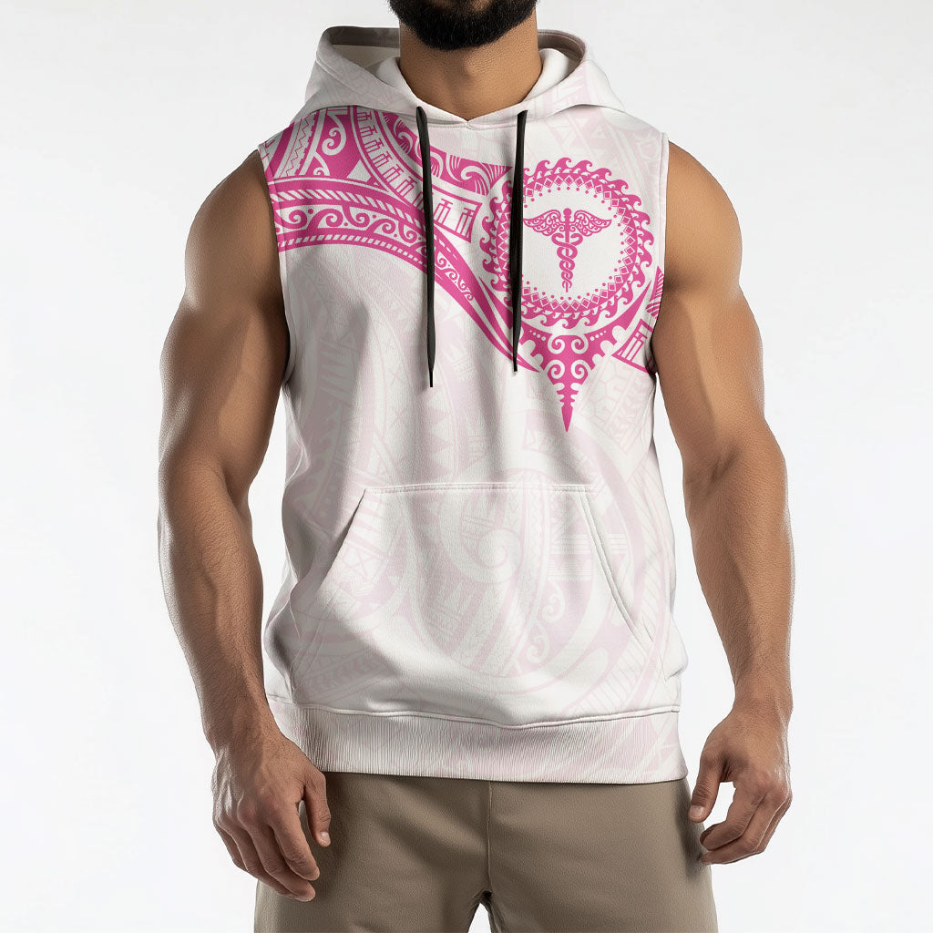 Personalised New Zealand Aotearoa Sleeveless Hoodie Nurse Tribal Pink Version LT05 - Polynesian Pride