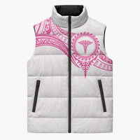Personalised New Zealand Aotearoa Sleeveless Puffer Jacket Nurse Tribal Pink Version LT05 Unisex Pink - Polynesian Pride
