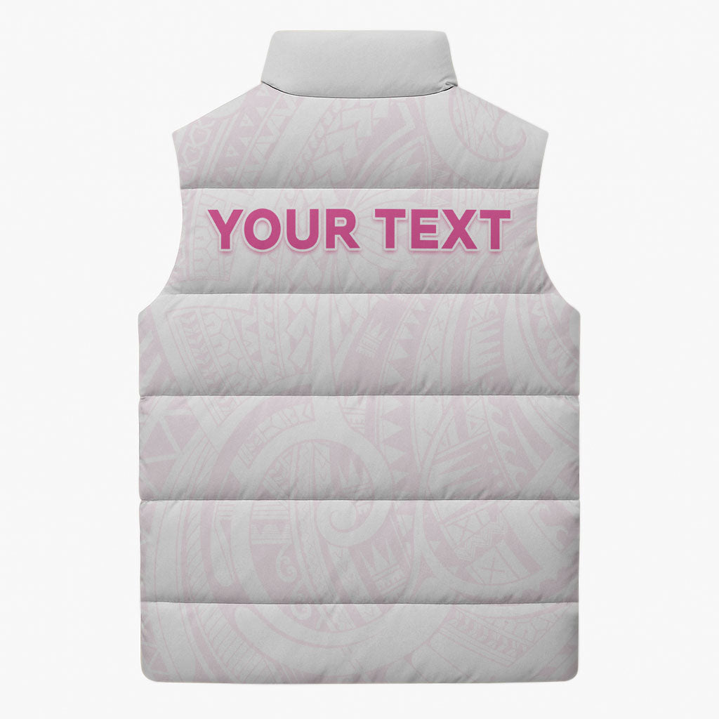 Personalised New Zealand Aotearoa Sleeveless Puffer Jacket Nurse Tribal Pink Version LT05 - Polynesian Pride