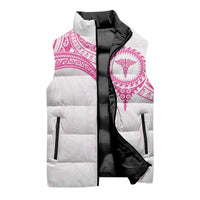 Personalised New Zealand Aotearoa Sleeveless Puffer Jacket Nurse Tribal Pink Version LT05 - Polynesian Pride