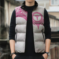 Personalised New Zealand Aotearoa Sleeveless Puffer Jacket Nurse Tribal Pink Version LT05 - Polynesian Pride