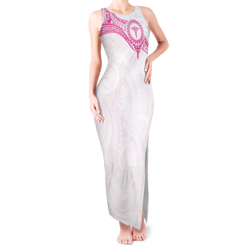 Personalised New Zealand Aotearoa Tank Maxi Dress Nurse Tribal Pink Version LT05 Women Pink - Polynesian Pride
