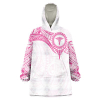Personalised New Zealand Aotearoa Wearable Blanket Hoodie Nurse Tribal Pink Version LT05 One Size Pink - Polynesian Pride