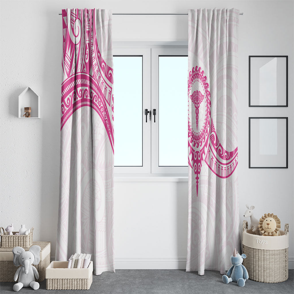 New Zealand Aotearoa Window Curtain Nurse Tribal Pink Version