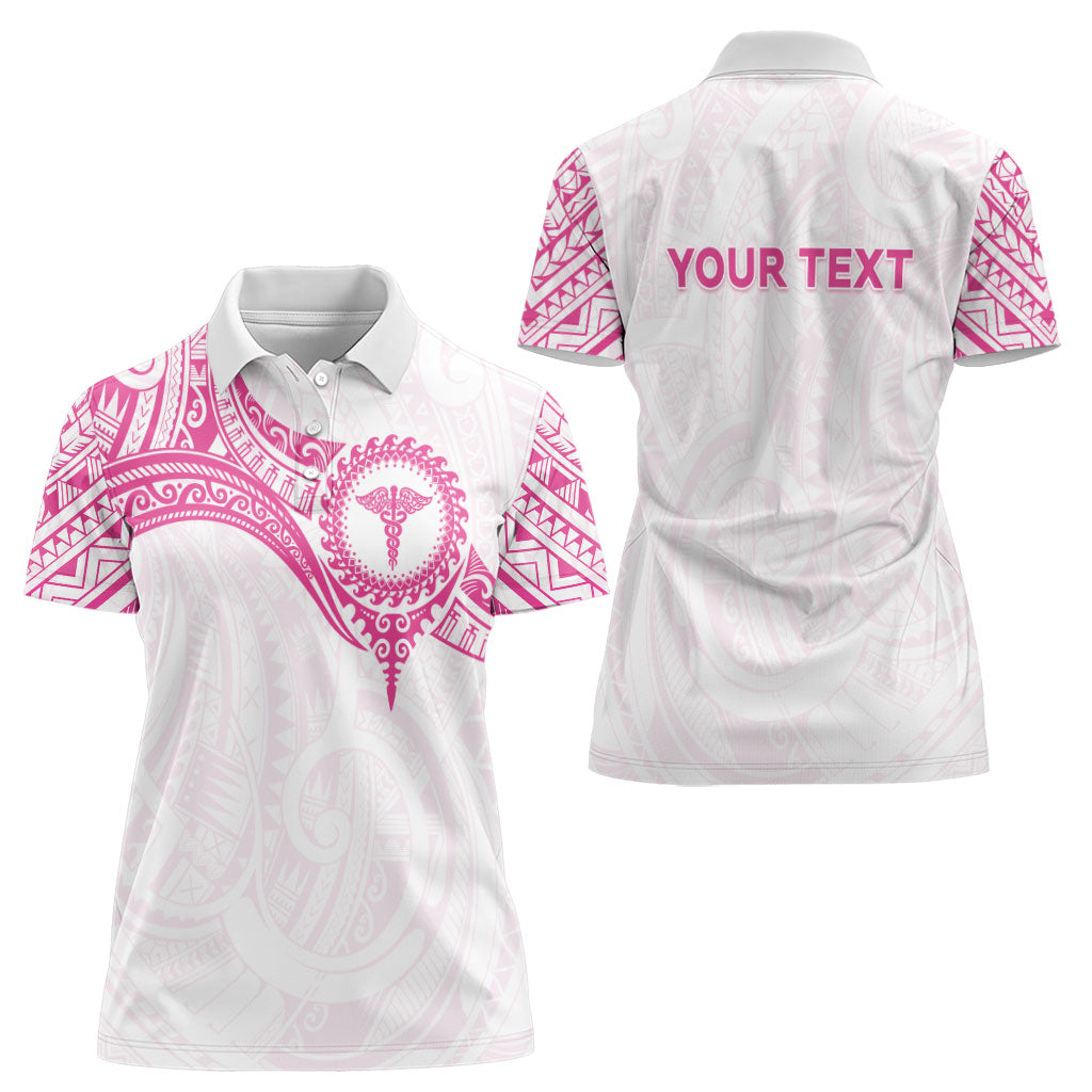 Personalised New Zealand Aotearoa Women Polo Shirt Nurse Tribal Pink Version LT05 - Polynesian Pride
