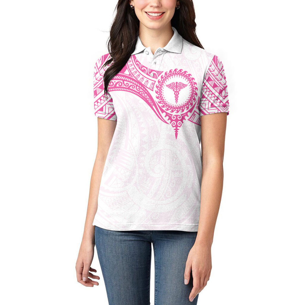 Personalised New Zealand Aotearoa Women Polo Shirt Nurse Tribal Pink Version LT05 - Polynesian Pride