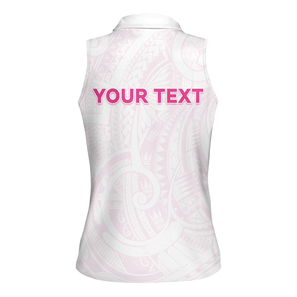 Personalised New Zealand Aotearoa Women Sleeveless Polo Shirt Nurse Tribal Pink Version LT05 - Polynesian Pride
