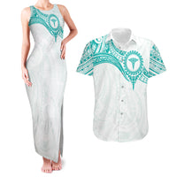 Personalised New Zealand Aotearoa Couples Matching Tank Maxi Dress and Hawaiian Shirt Nurse Tribal Teal Version LT05 Teal - Polynesian Pride