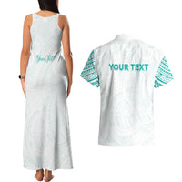 Personalised New Zealand Aotearoa Couples Matching Tank Maxi Dress and Hawaiian Shirt Nurse Tribal Teal Version LT05 - Polynesian Pride