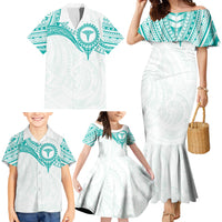 Personalised New Zealand Aotearoa Family Matching Mermaid Dress and Hawaiian Shirt Nurse Tribal Teal Version LT05 - Polynesian Pride