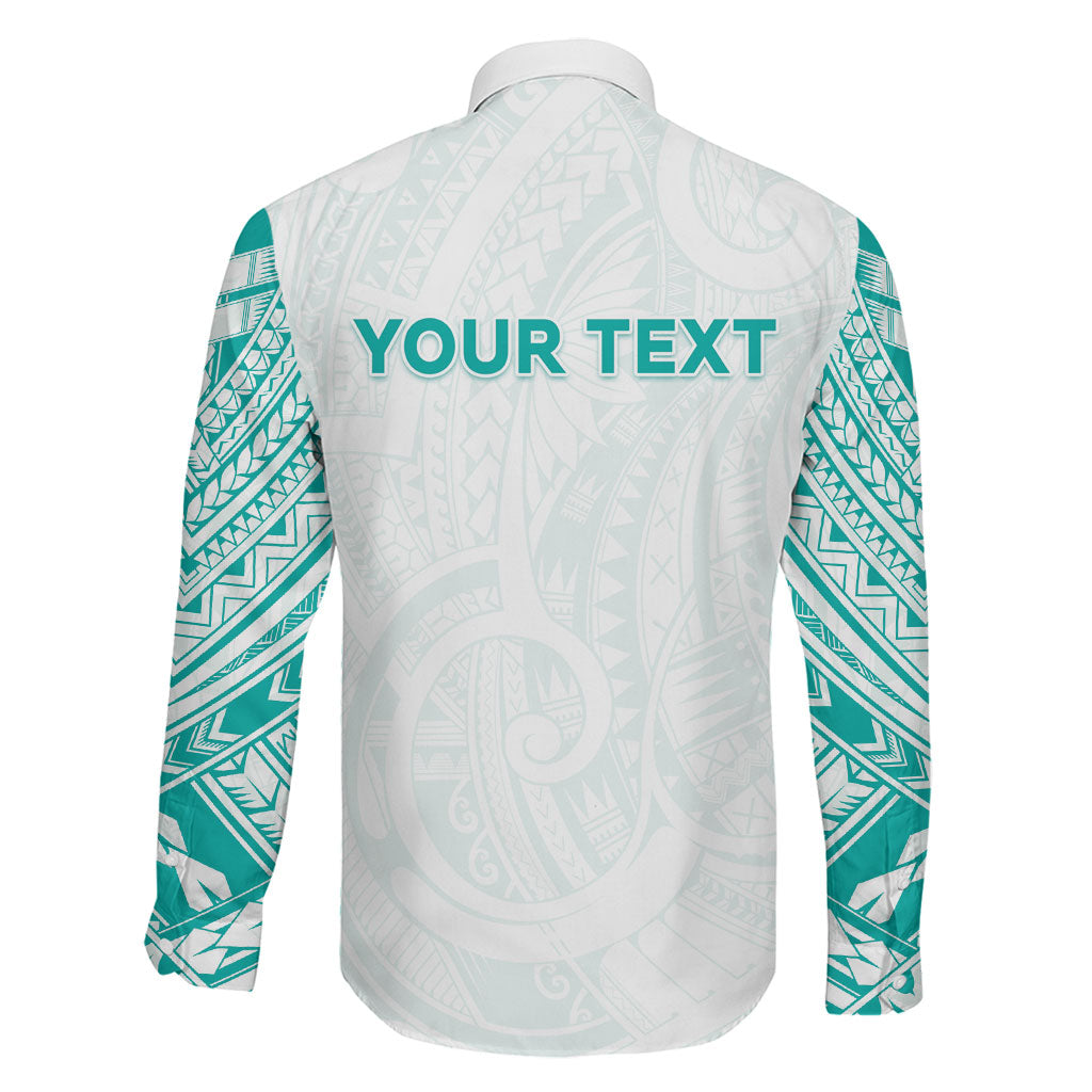 Personalised New Zealand Aotearoa Family Matching Off The Shoulder Long Sleeve Dress and Hawaiian Shirt Nurse Tribal Teal Version LT05 - Polynesian Pride
