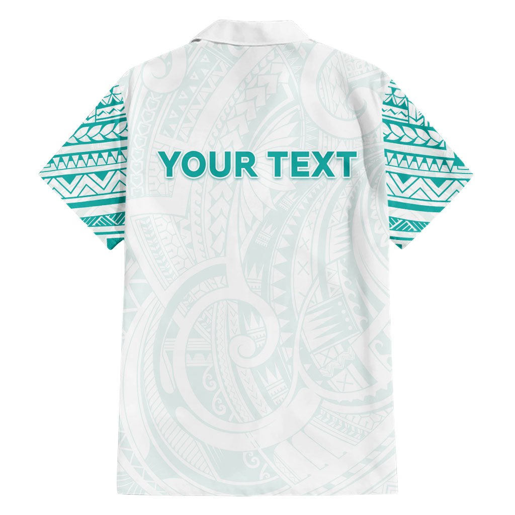 Personalised New Zealand Aotearoa Family Matching Off Shoulder Short Dress and Hawaiian Shirt Nurse Tribal Teal Version LT05 - Polynesian Pride