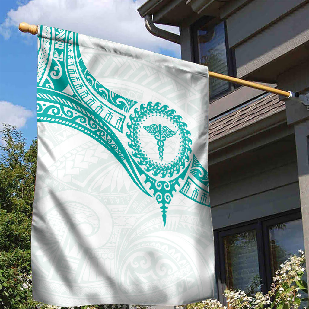 New Zealand Aotearoa Garden Flag Nurse Tribal Teal Version LT05 - Polynesian Pride