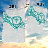 New Zealand Aotearoa Garden Flag Nurse Tribal Teal Version LT05 - Polynesian Pride