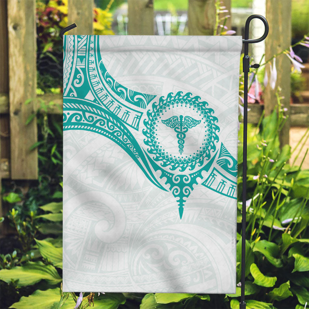 New Zealand Aotearoa Garden Flag Nurse Tribal Teal Version LT05 Garden Flag Teal - Polynesian Pride