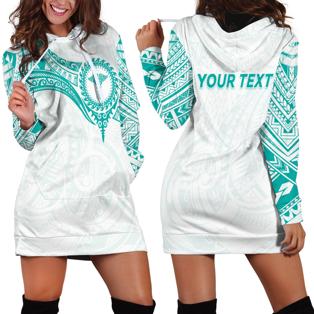 Personalised New Zealand Aotearoa Hoodie Dress Nurse Tribal Teal Version LT05 - Polynesian Pride
