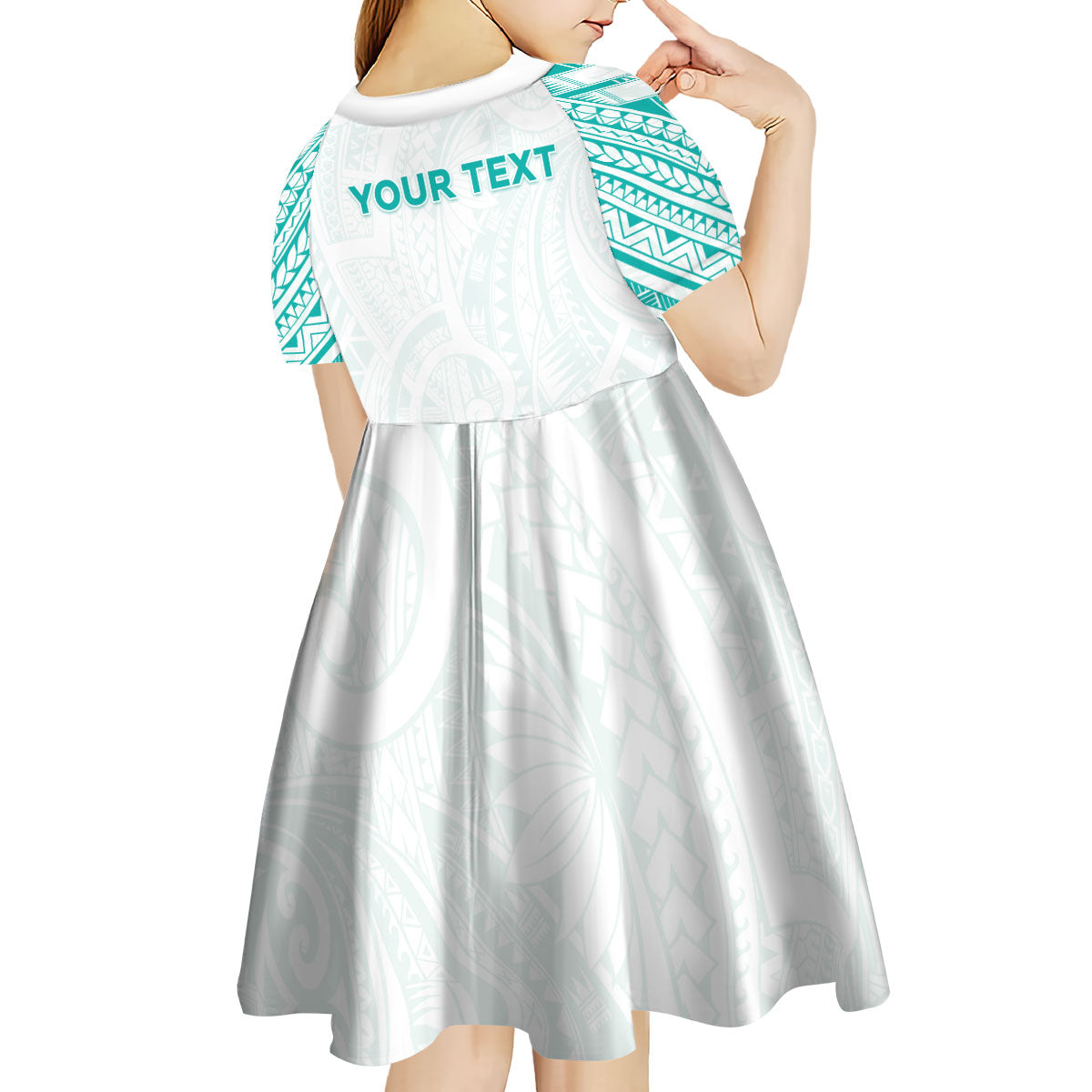 Personalised New Zealand Aotearoa Kid Short Sleeve Dress Nurse Tribal Teal Version LT05 - Polynesian Pride