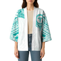 Personalised New Zealand Aotearoa Kimono Nurse Tribal Teal Version