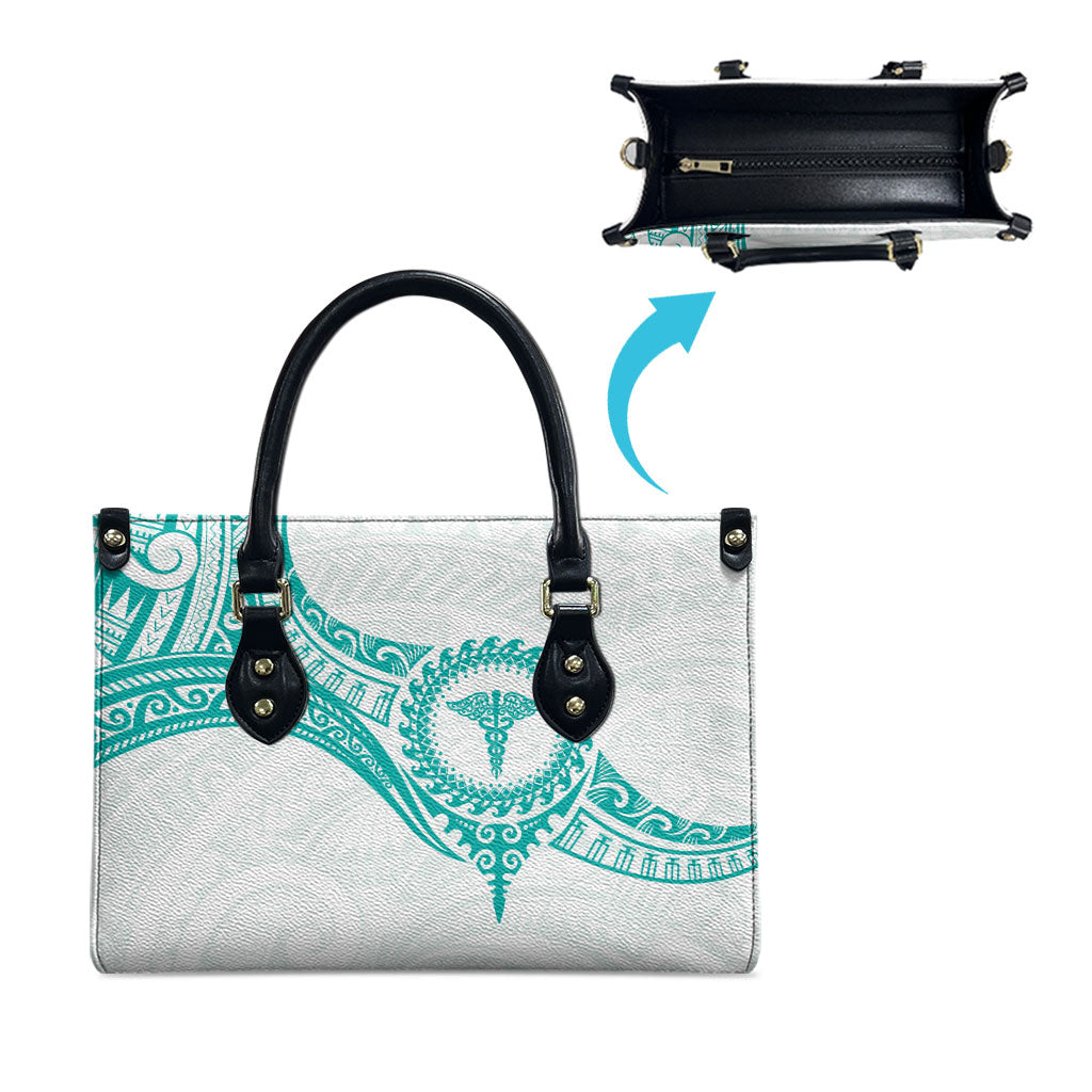 New Zealand Aotearoa Leather Bag Nurse Tribal Teal Version LT05 - Polynesian Pride